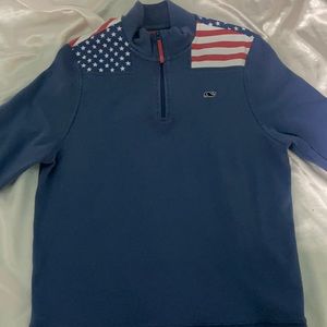 Vineyard vines limited edition expensive American flag half zip up